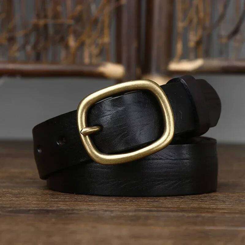 2.8CM Ladies Thick Cowhide Copper Buckle Genuine Leather Jeans Belt Women High Quality Retro Luxury Cintos Female Waistband Y260225