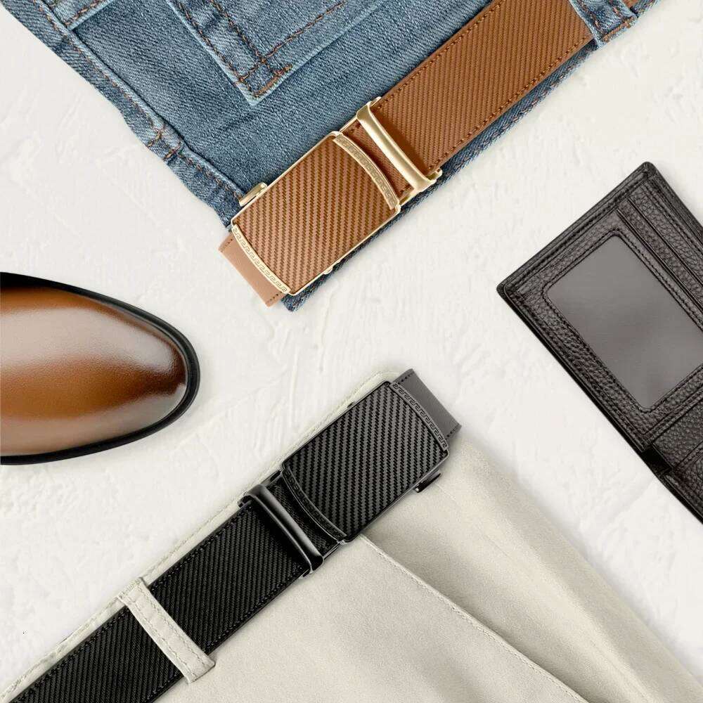 Men Belts Leather LONG Large Pin Metal Automatic Buckle High Quality Casual for Jeans Women Strap Y260225