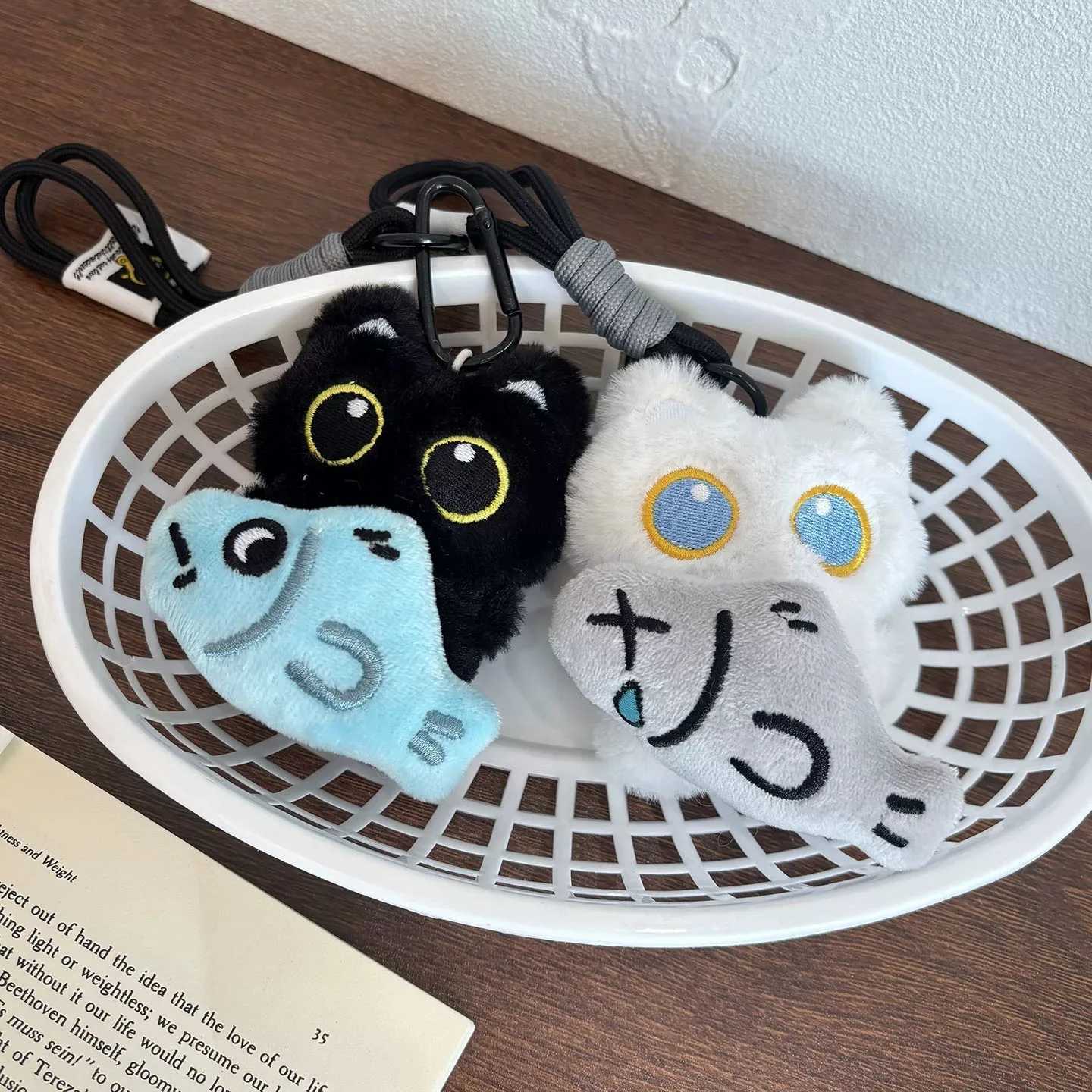 Yupsk 6/1pcs Cute Plush Black Cat Doll Toy Keychain Bag Pendant Charms Kawaii Keyring Accessories For Women Couples Gift H260225
