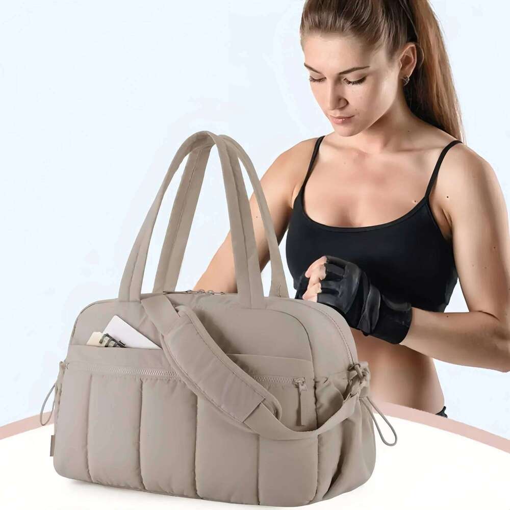 Expandable Travel Duffel Bag - Stylish oversized shoe compartment portable gym bag that folds lightweight duffle-tan Y260225