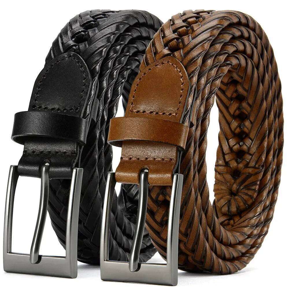 Genuine Leather Men Belts LONG Large Pin Metal Automatic Buckle High Quality Casual for Jeans Women Strap Y260225