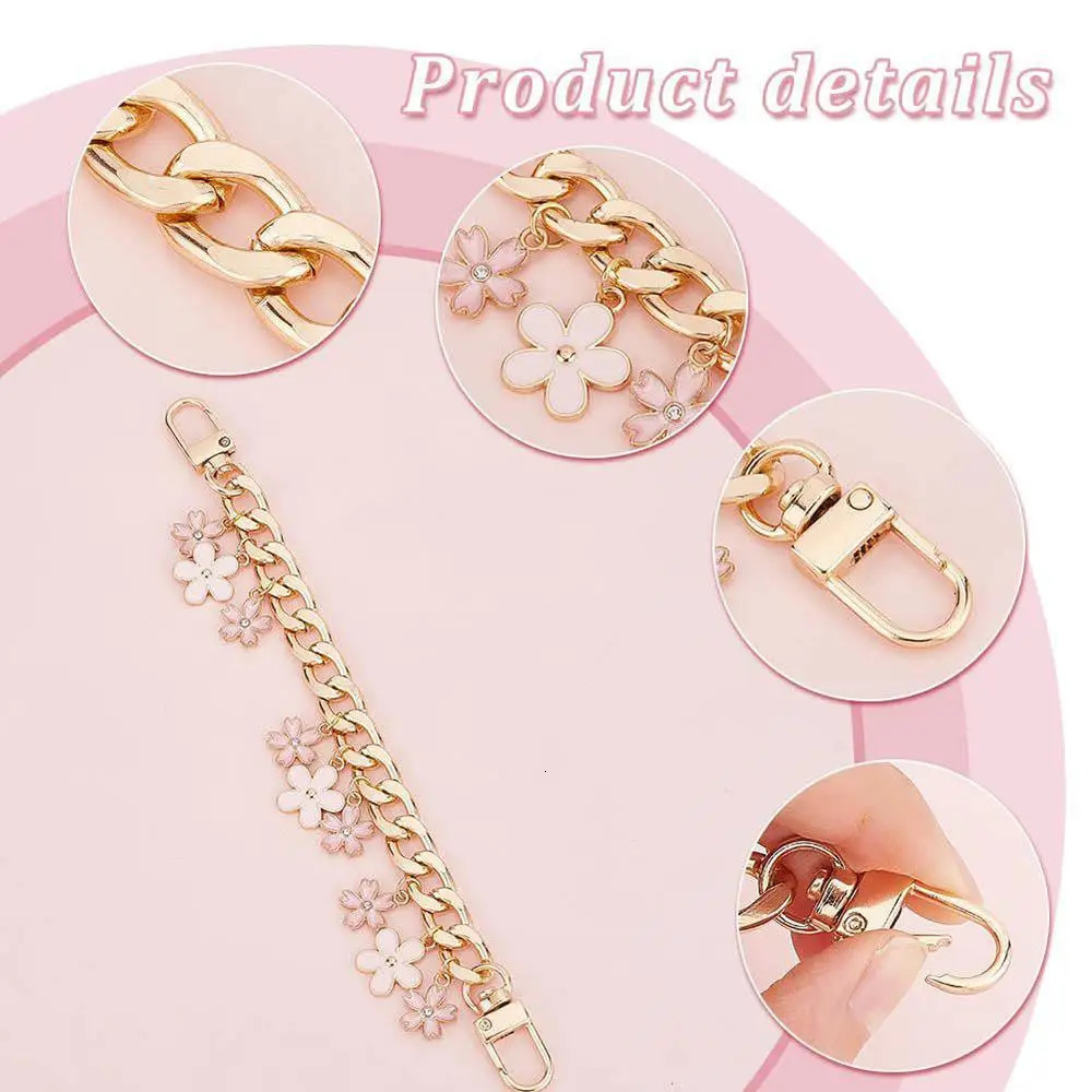 Cherry Blossom Bag Pendant Chain Bow Heart Enamel Phone Charm Bag Chain Bag Extension Strap Crossbody Bag Accessories 260206