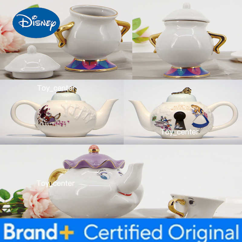 Disney Beauty and The Beast Ceramic Action Figures Chip Mrs Potts Hand-panted Teapot Teacup Set Jar Collection Ornaments Gifts H260225