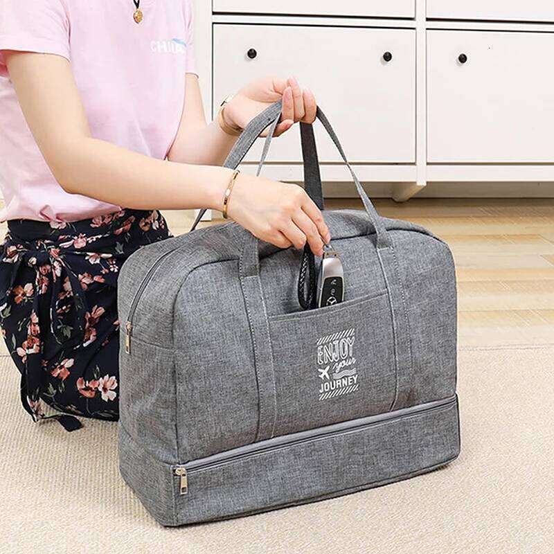 Women's Canvas Overnight Travel Bag - Foldable Large-Capacity Hand Luggage for Short Trips Y260225