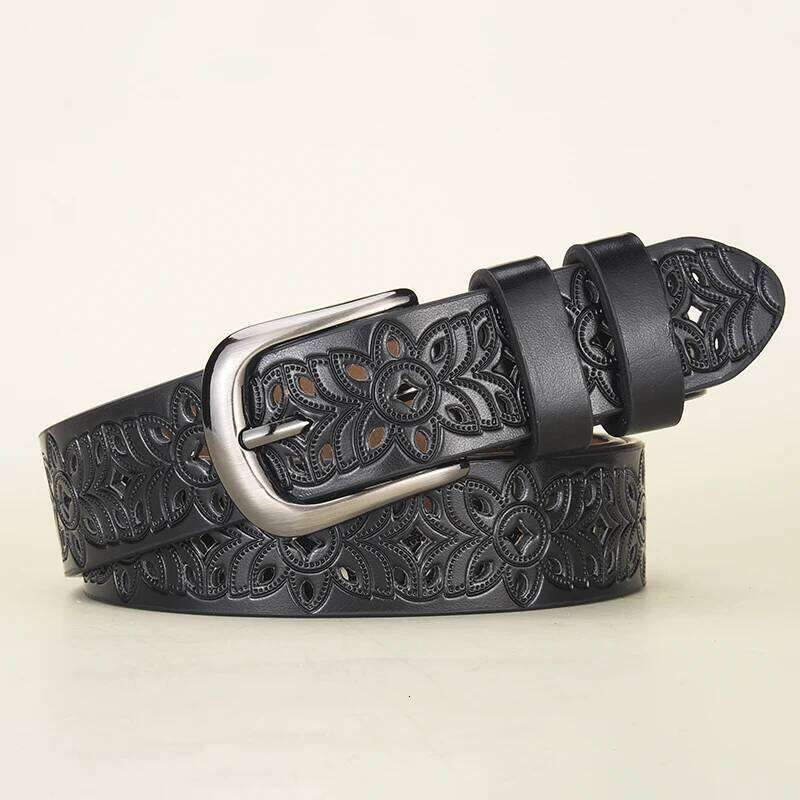 Fashion Retro Hollow Flower Needle Buckle Simple And Versatile Casual Pants Dress Belt Trendy Women's Banquet Gift Y260225