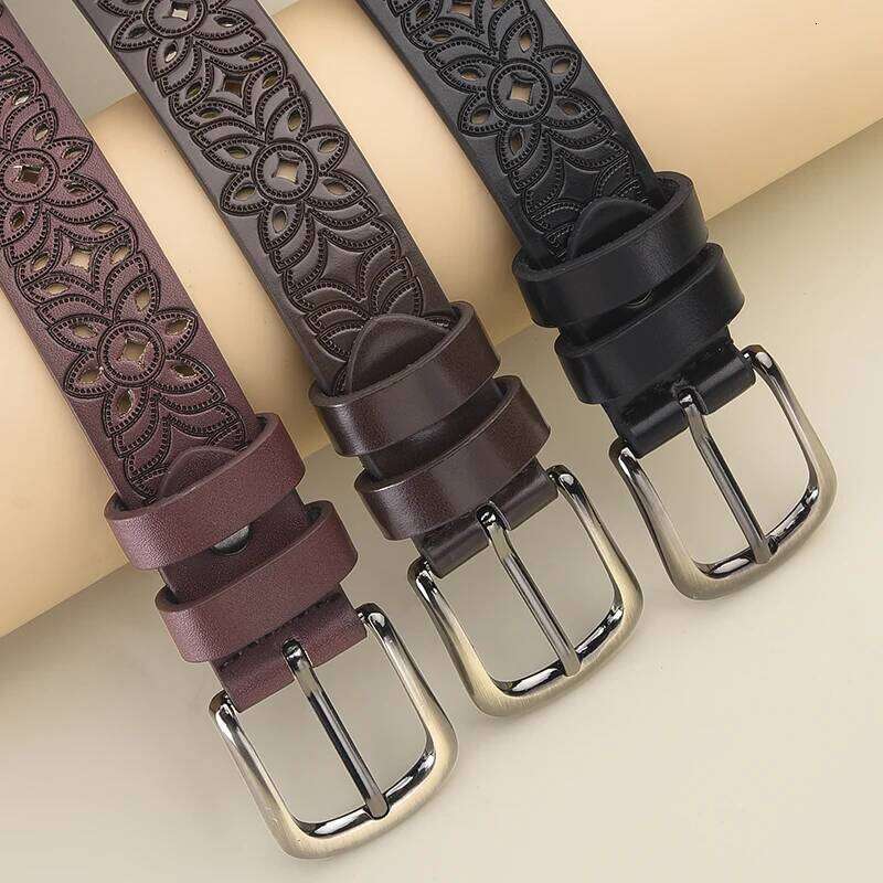 Fashion Retro Hollow Flower Needle Buckle Simple And Versatile Casual Pants Dress Belt Trendy Women's Banquet Gift Y260225