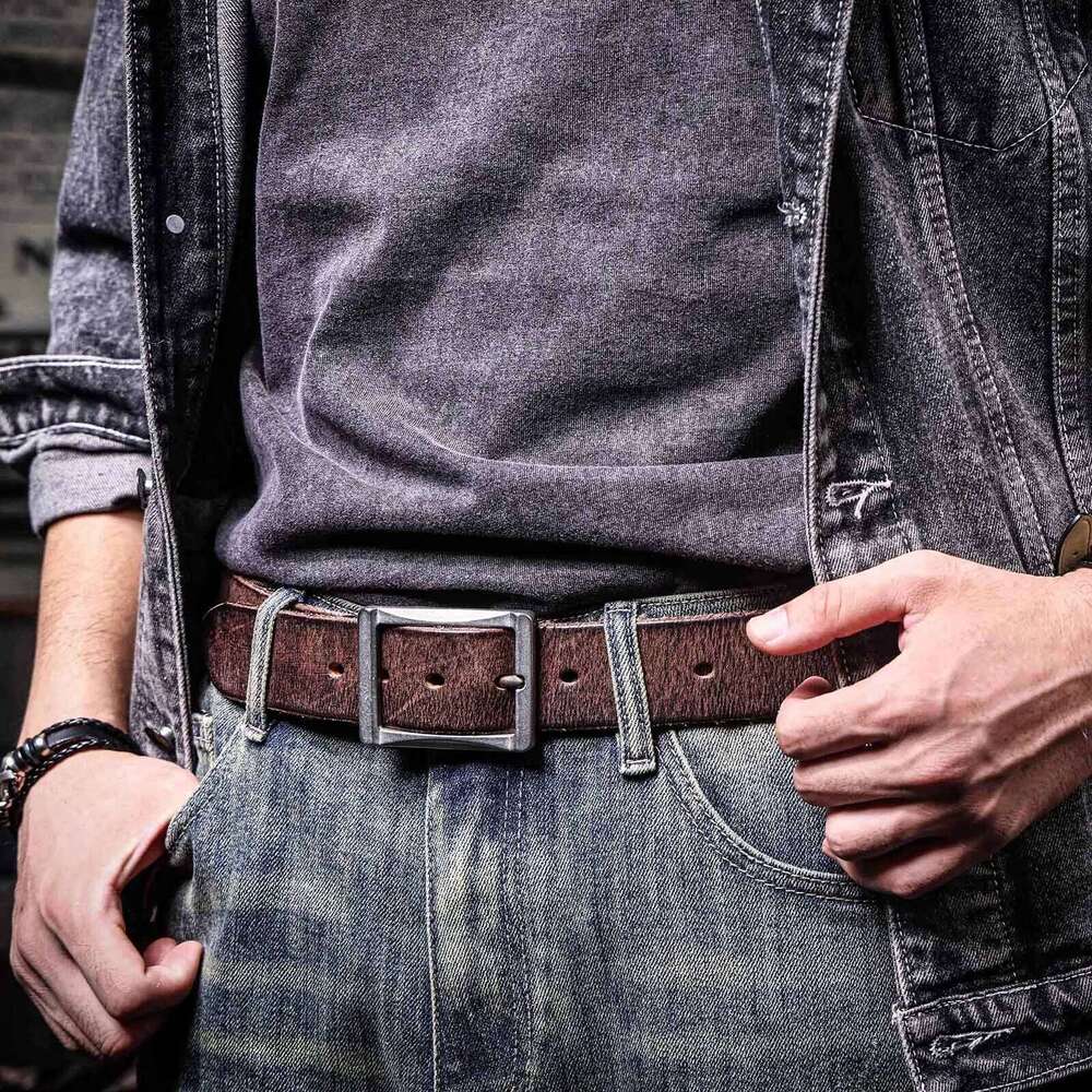 Genuine Men's Cowhide Belts Stainless Steel Buckle, Italian Thickened Leather With Box,Ideal Choice For Gift Y260225