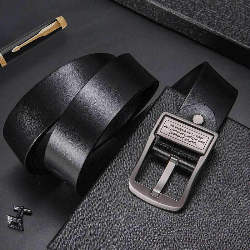 New in Luxury Leather Men's Belt Fashion Metal Alloy Pin Buckle Adult Casual Business Waist Strap for Jeans Y260225