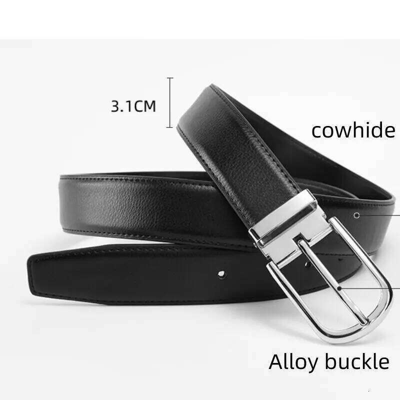 Genuine Leather Belt 3.1cm Buckle Pin 110-125cm For Men-INTL Y260225