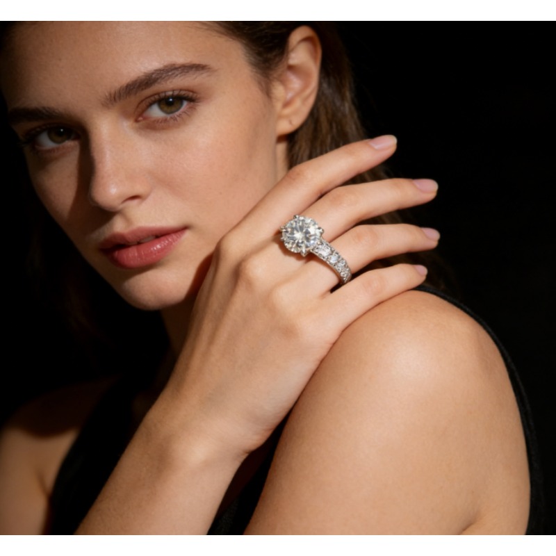Classic Moissanite Engagement Ring Women Minimalist Niche Design Fashion Wedding Band Fine Jewelry For Ladies Showcase Elegance