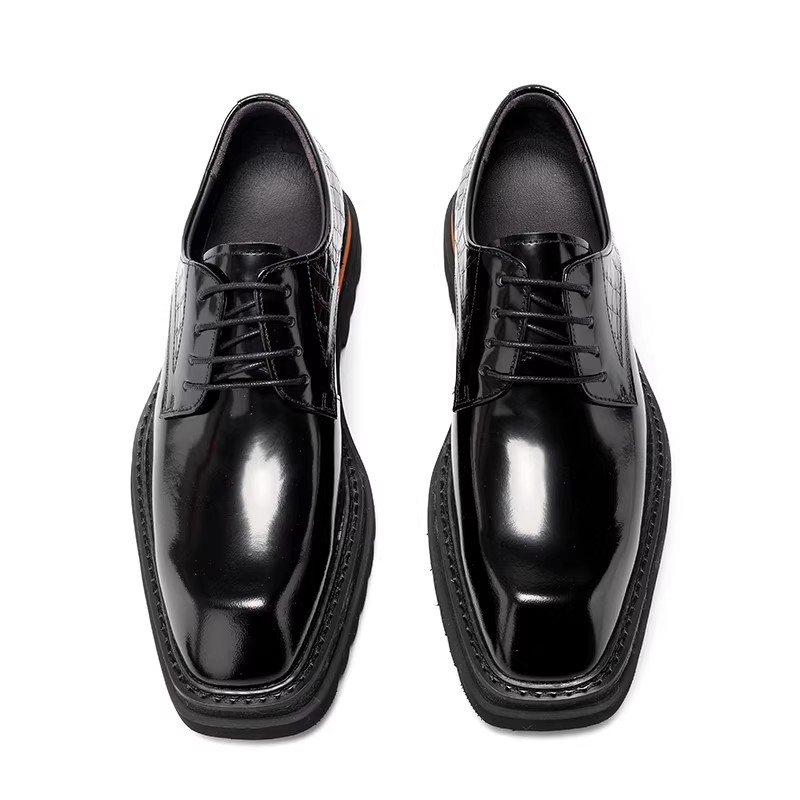 Elegant Male Dress Shoe Collection Featuring Durable Real Skin Material and Stylish Squared-Toe Profile - view 5