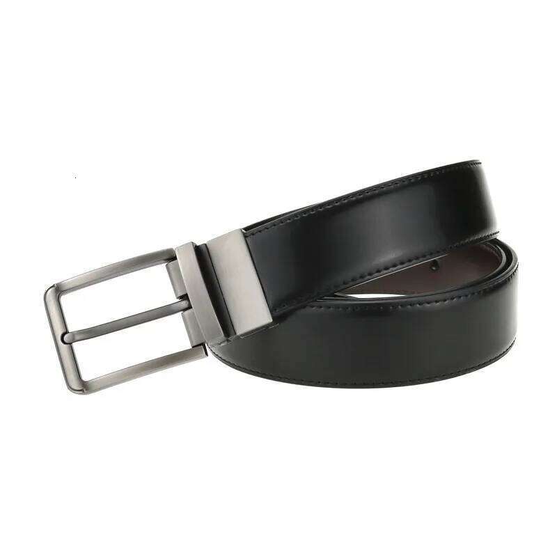 Genuine Leather Double sided belt Men Laser engraving Luxury Strap Male Belt New Fashion Retro pin buckle High Quality Y260225
