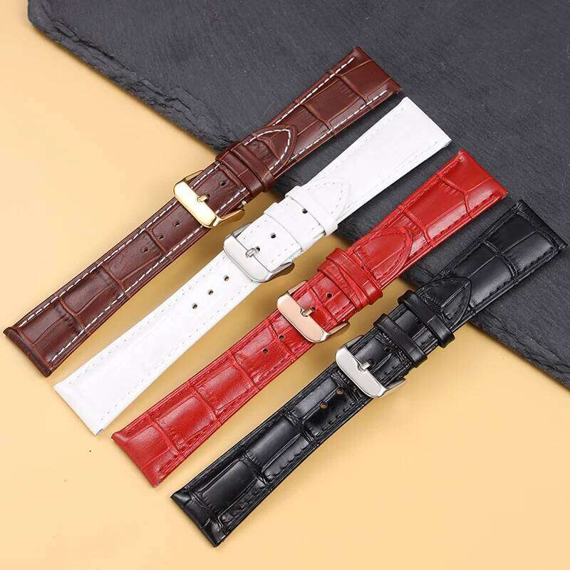 Calfskin Leather Strap 18mm 20mm 22mm 24mm Watchband For Women Men Watch Accessories Solid Buckle Black Brown Y260225