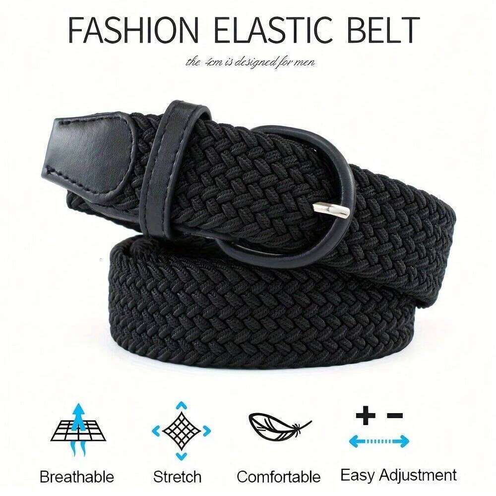 1Pcs Luxury Men's Elastic Woven Casual Sports Canvas Golf Belt Adjustable Waistband Y260225