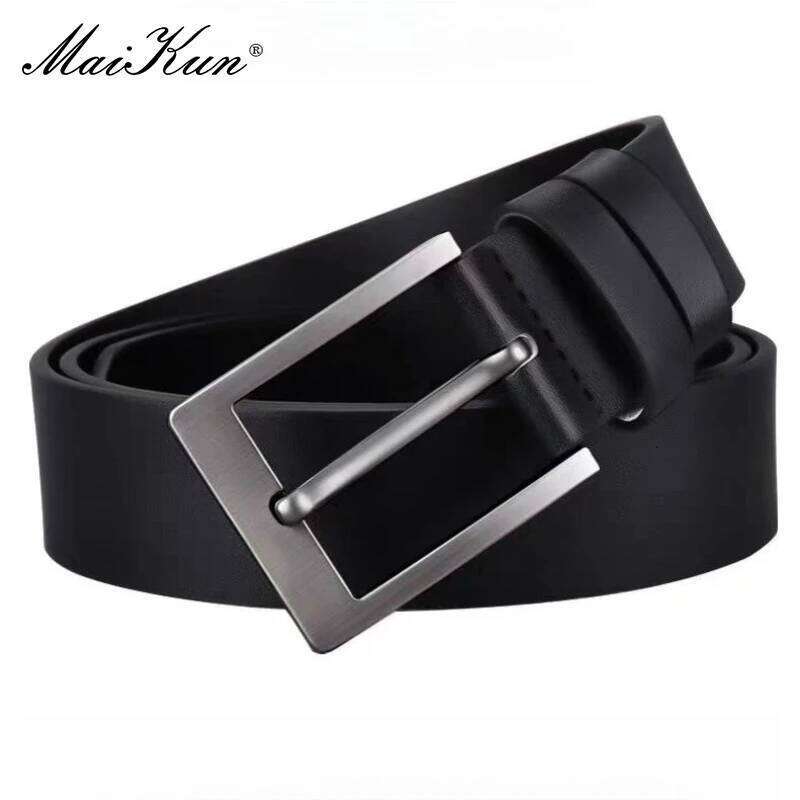 MaiKun Men's Genuine Leather Classic Black Fashion Waistband Alloy Pin Buckle Belt For Casual And Formal Wear Y260225