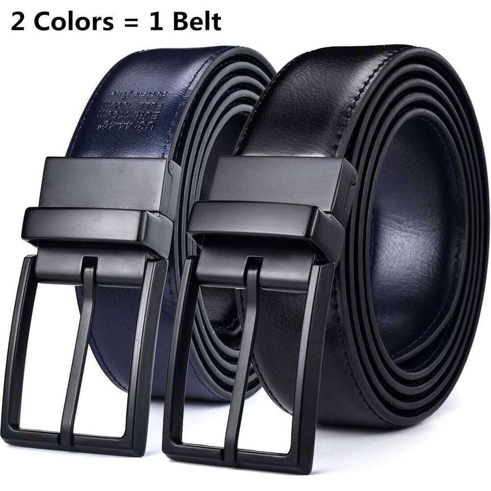 1Pcs Men's Leather Reversible Belt - Classic & Fashion Designs Two in One Belts With Rotated Buckle Ceinture Size 75-160cm Y260225