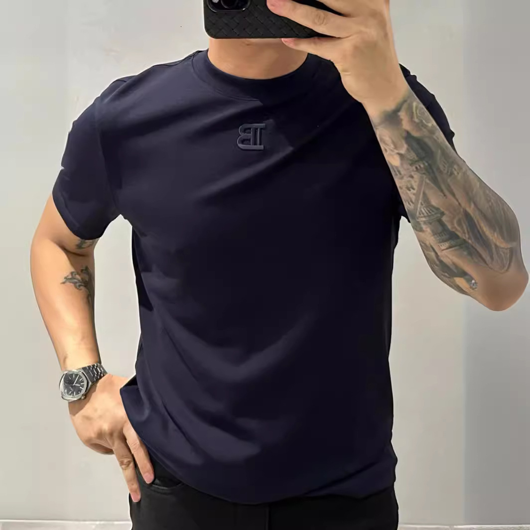 2026 New Design High-quality Embroidery Craft Anti-wrinkle Solid Color Short-sleeved Men's Slim Fit Luxury Basic Shirt Fashion Trend Top