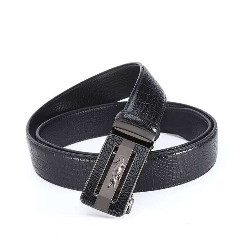 Men's Fashion Crocodile Pattern Alloy Automatic Buckle Strap Casual Business Style Jeans Belt Y260225