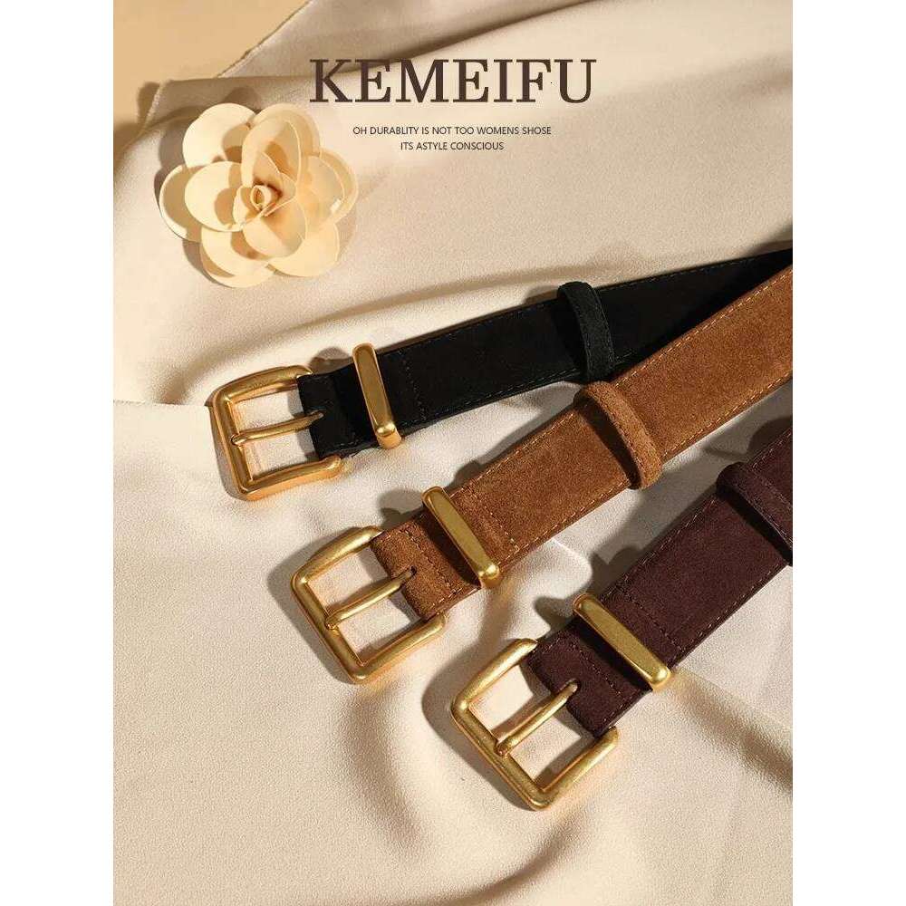 Fashion Suede Cowhide Womens Belts Genuine Leather Luxury Designer Belt Slim waist Dresses Jeans Girdle Y260225