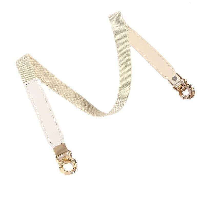 Golden round buckle elastic waistband suitable for matching dresses, shirts, long coats, etc Y260225