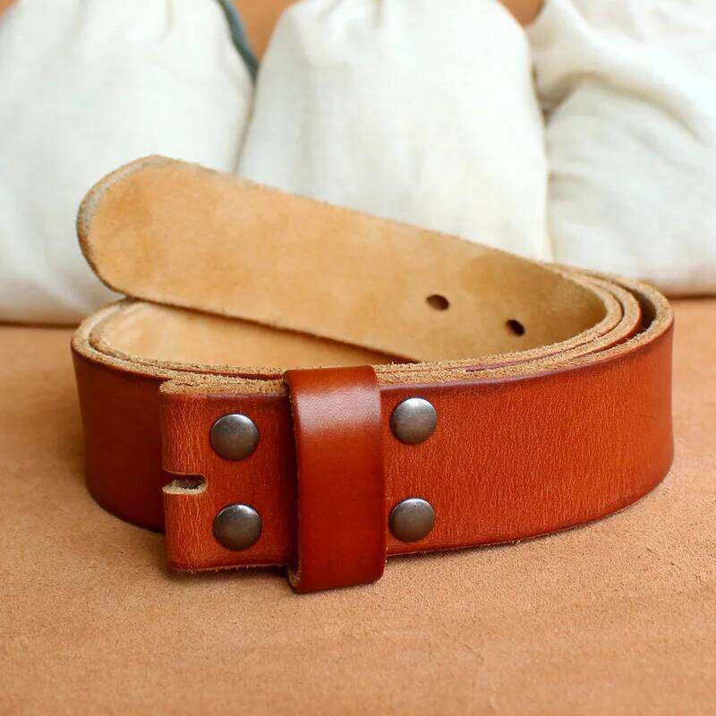 Sogefimen Men's Without Buckle one piece Full Grain Leather Belts for Men Italian Vintage jeans Wide Belt 29''-42'' waist Y26