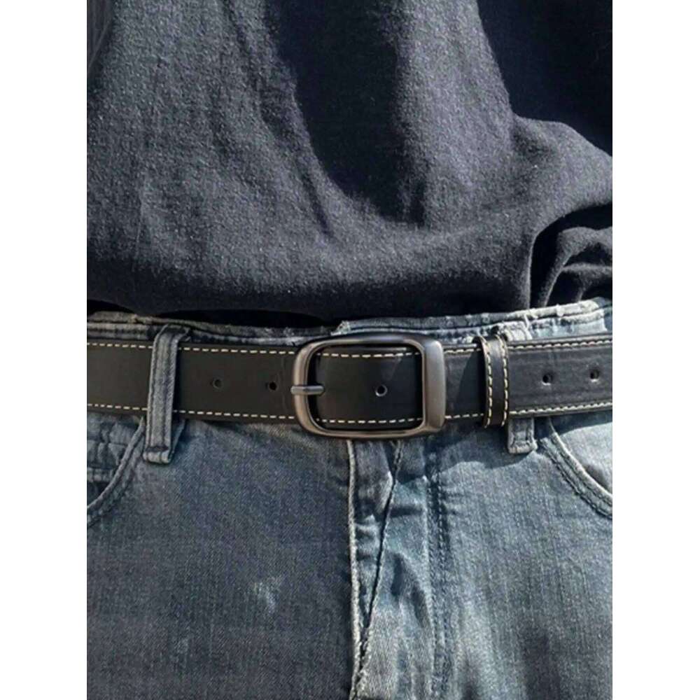 Simple MEN'S Metal Pin Buckle PU Leather Jean Casual High Quality Belt for Men Pants Y260225