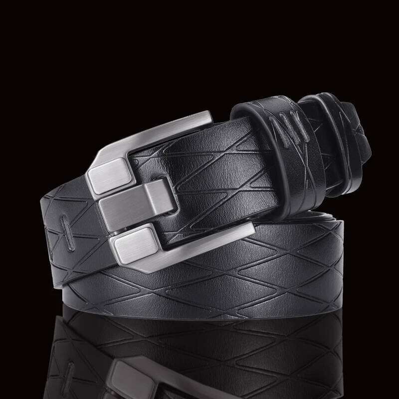 Pure casual men's leather young people's needle buckle, denim belt, Y260225