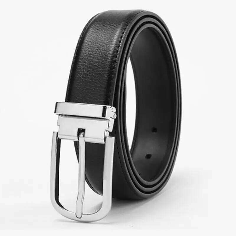 Genuine Leather Belt 3.1cm Buckle Pin 110-125cm For Men-INTL Y260225