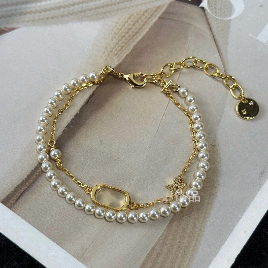 High version Pearl Star Double-layer Designer bracelet Women Diamond Bracelet Fashion Luxury Charm Chain Bangle pentagram designer Jewelry Gift Wristb T5Ty#