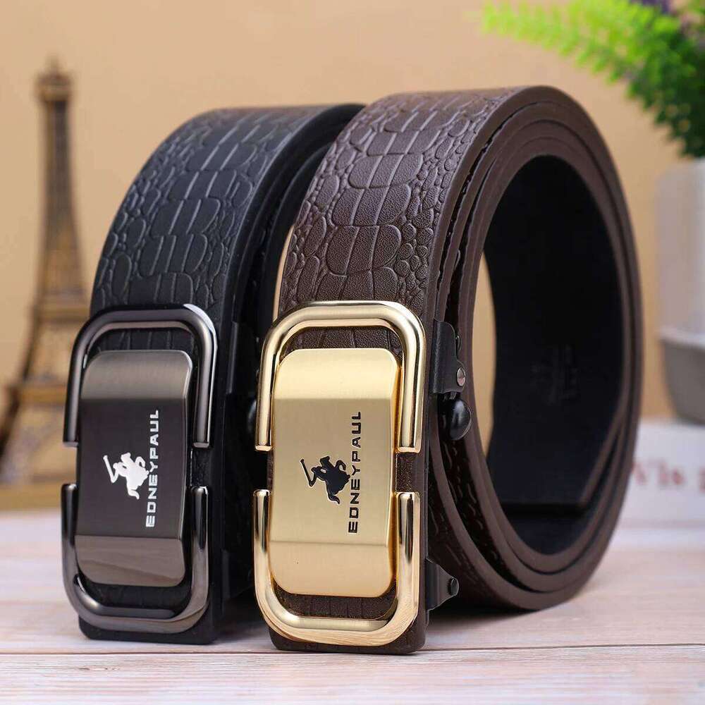 Leather Automatic Buckle Belt Adjustable Formal Casual Dual Use Texture Father's Day Gift for Stylish Men's Wear Y260225