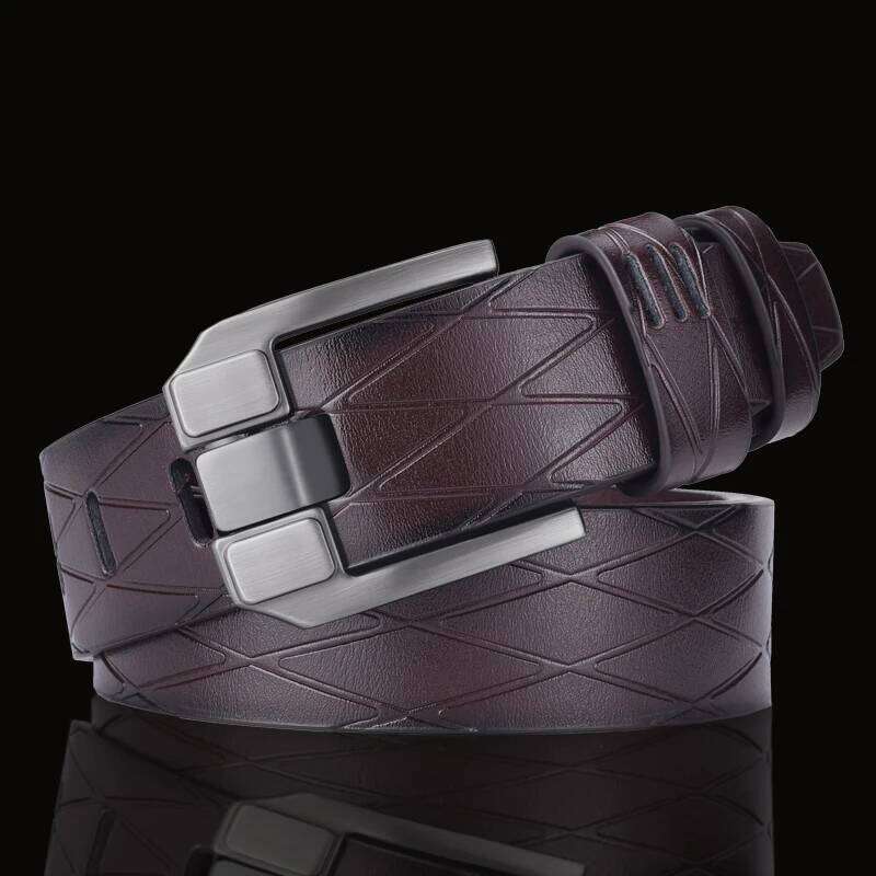 Pure casual men's leather young people's needle buckle, denim belt, Y260225