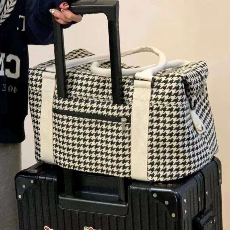 Fashion Houndstooth Handbag Women Lightweight Travel Large Capacity Shoulder Bags Ladies Versatile Classic Crossbody Luggage Bag Y260225