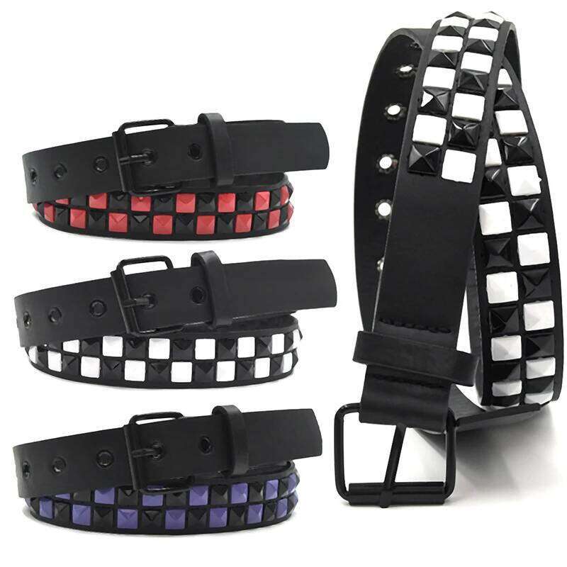 Purple Rivet Punk Women's Belt Hip Hop Y2k Jeans Accessories Girdle Fashion Trend Pu Leather Pin Buckle Waistband Unisex Y260225