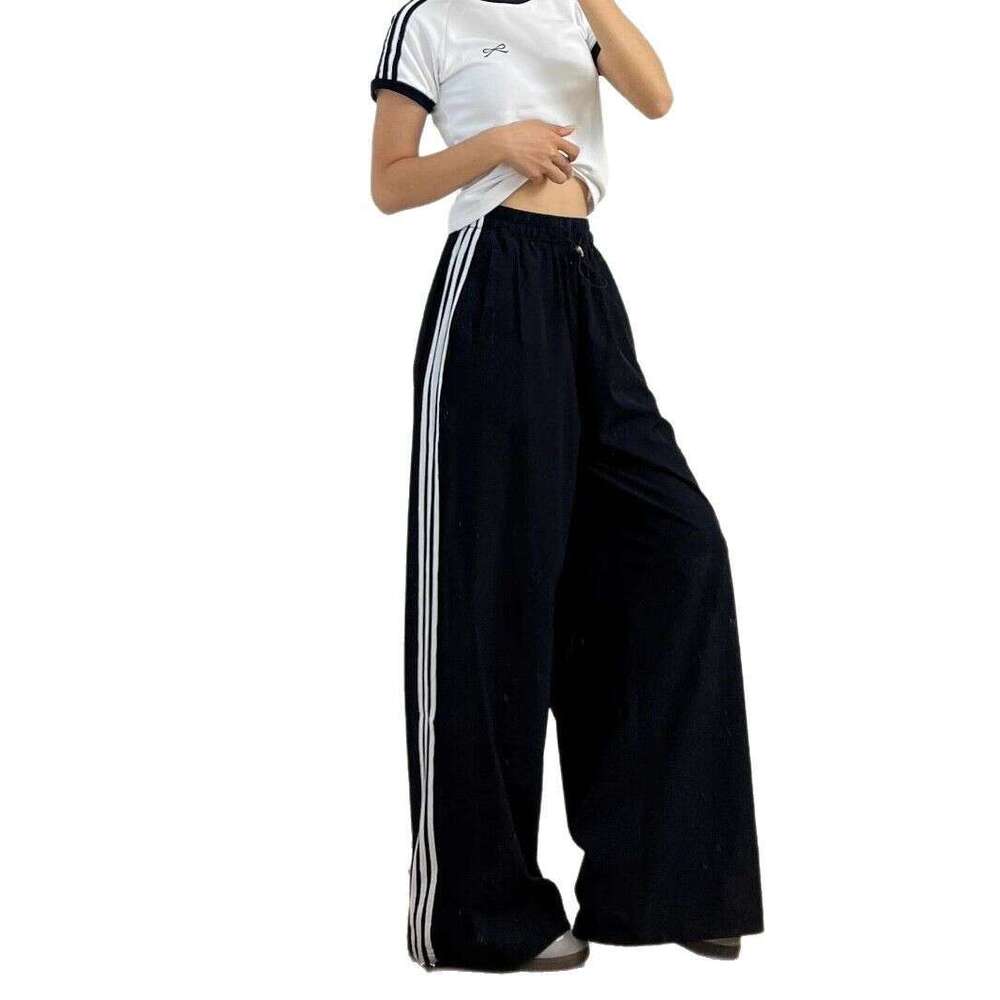 Mardi Hefxessdr Extended Spor Striped Wide Leg Casual Pants for Women Spring Autumn Versatile Lazy Tee Stripe Long Trousers Commute Sle