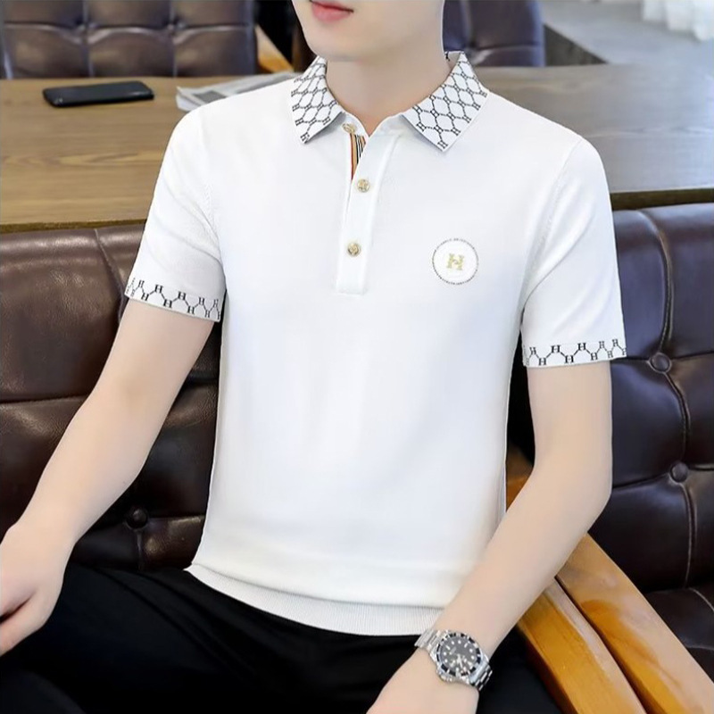 2026 New Designer Men's Summer Polo Shirt Short-sleeved T-shirt Made Of High-end Ice Silk Fabric Luxurious And Fashionable Low-neck Top Lightweig