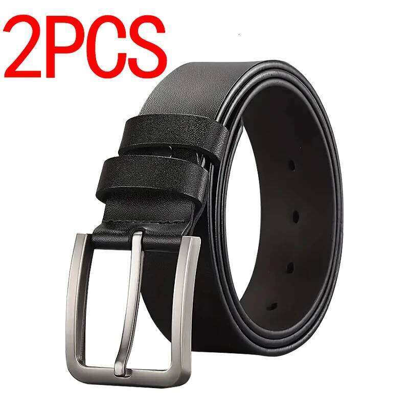 2pcs New Retro Men's Needle Belt,Casual Business Fashionable Belt,Alloy Buckle Real Belt Body, Paired With Jeans And Suit Y260225