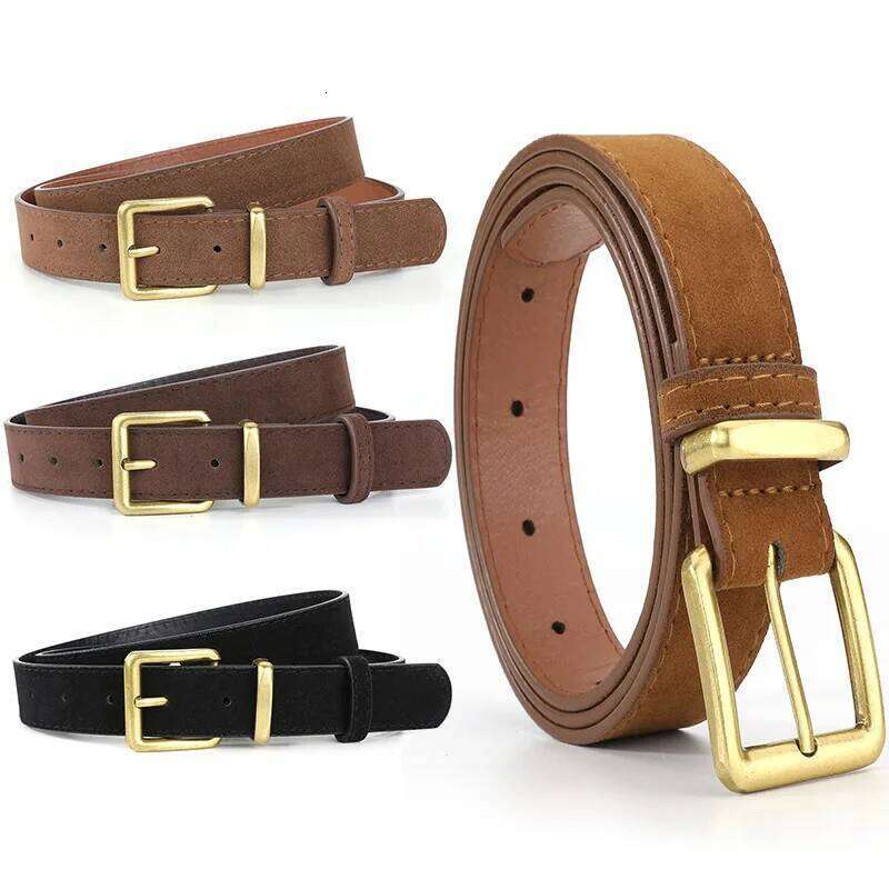 Suede Belt for Women Waist Strap Luxury Pin Jeans Casual Dress Square Alloy Buckle Ladies Belts Fashion Waistband Y260225