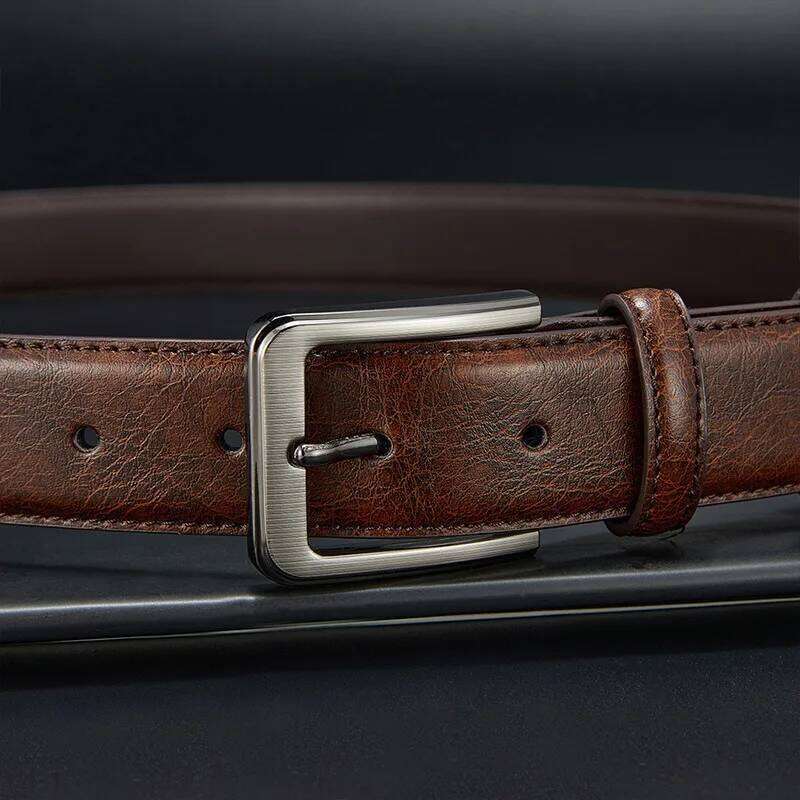 Authentic genuine leather luxury brand men's belt, fashionable business alloy needle buckle belt for men Y260225