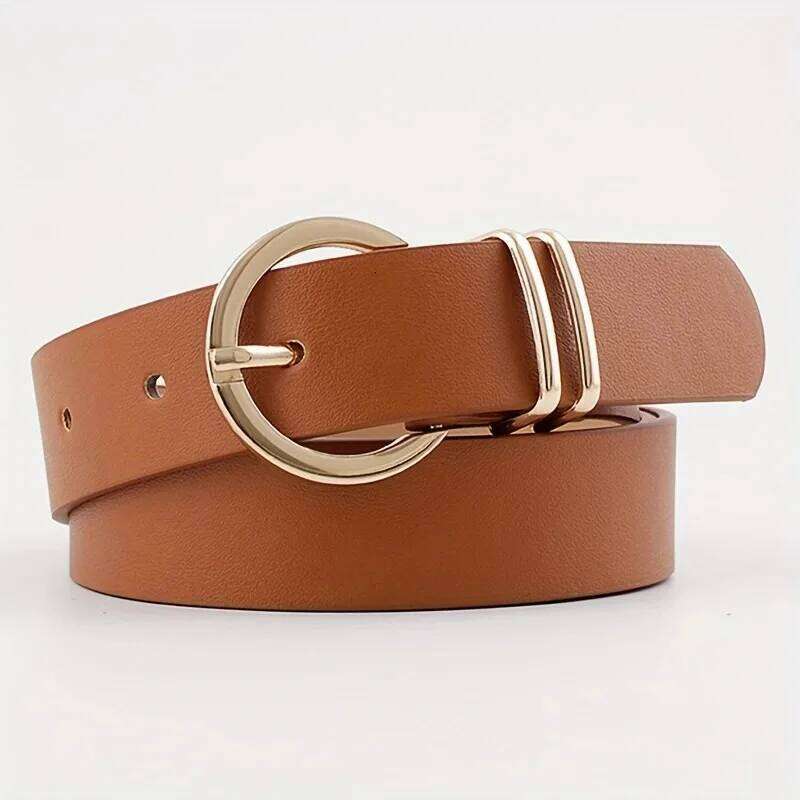 European American Double Ring Waist Belt Women's Jeans Suit Pants Universal Casual Square Buckle Slim Decoration Y260225