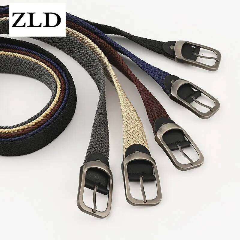 ZLD Men Women Elastic Fabric Woven Casual Belt Pin Buckle Expandable Stretch canvas Simple and Stylish belt Y260225