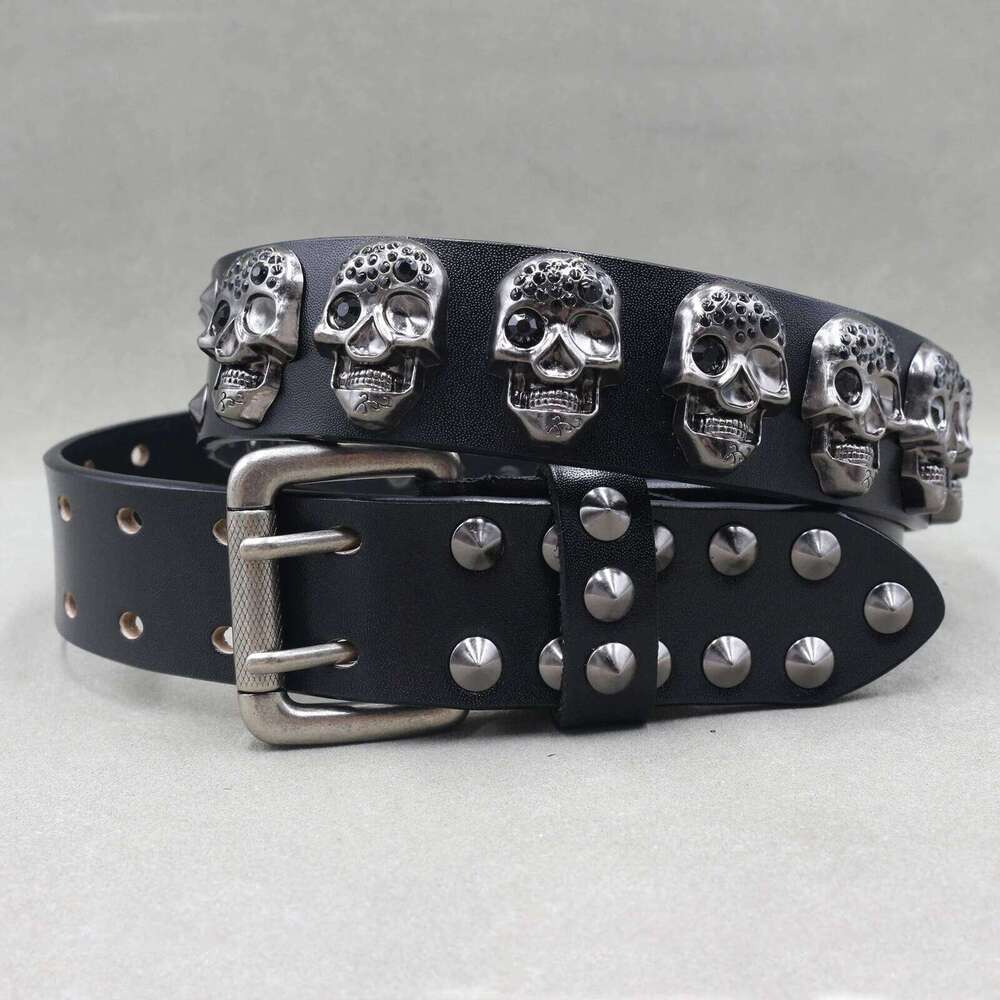 Heavy Metal Punk Belt Genuine Leather Hip Hop Belts For Men Cross Rivet Jeans male Strap Ceinture Homme designer belt Y260225