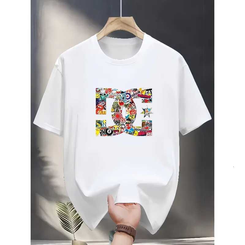 2025 Men's & Women's Sticker Collage Letter T-shirt Summer Casual Crew Neck TeeT260225