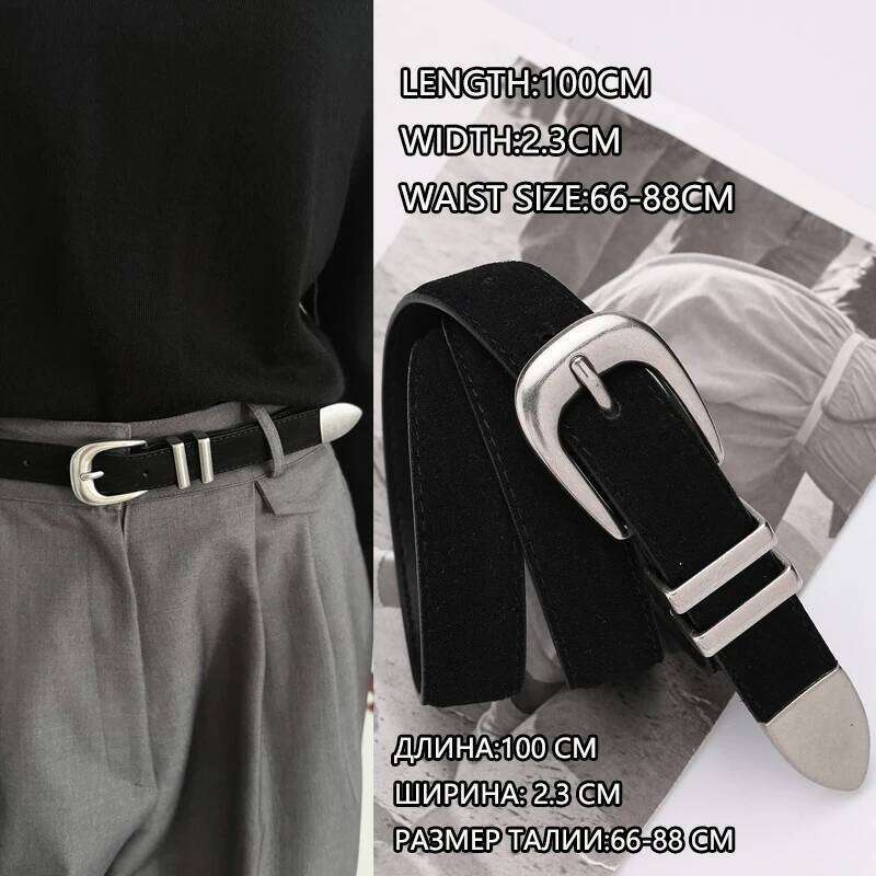 Western Women Suede Leather Waist Pants Work Jeans Skirt Ladies Adjustable Teen Dress Buckle Belt Y260225