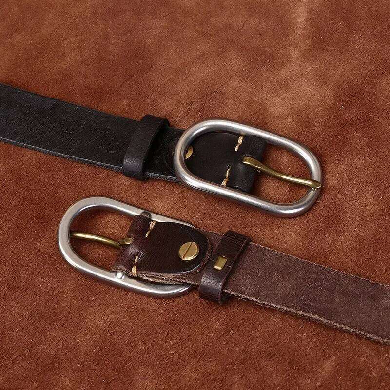 3.3CM Genuine Leather Belt for Men High Quality Stainless Steel Needle Buckle Jeans Cowskin Casual Belts Cowboy Waistband Male Y260225