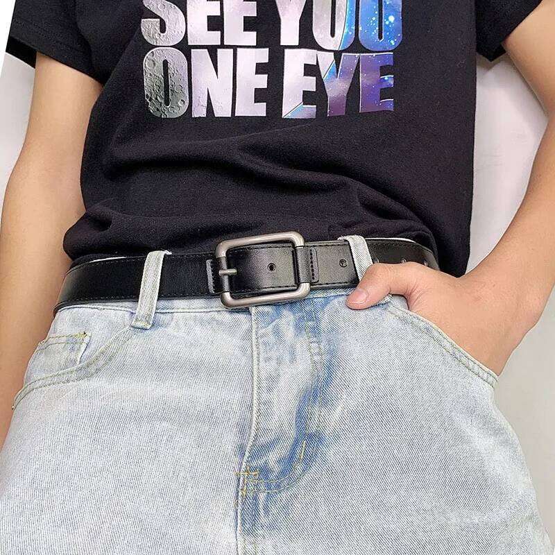 for Men Students Simple Personality Outdoor Leisure Belt The Length is 100CM Cintura Jeans Black,100cm/39. Y260225