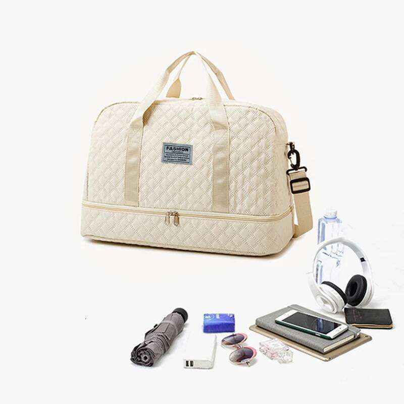 Sleek Multi-purpose Duffle for Daily Travel Stylish "FASHION" Emblem Quilted Lightweight Spacious Casual Functional Bag Y260225