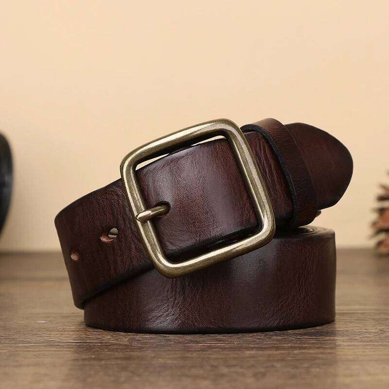 Men's Cowhide Copper Buckle Belts All Matching Casual Jeans High-quality Luxury Genuine Leather Belt For Man Y260225