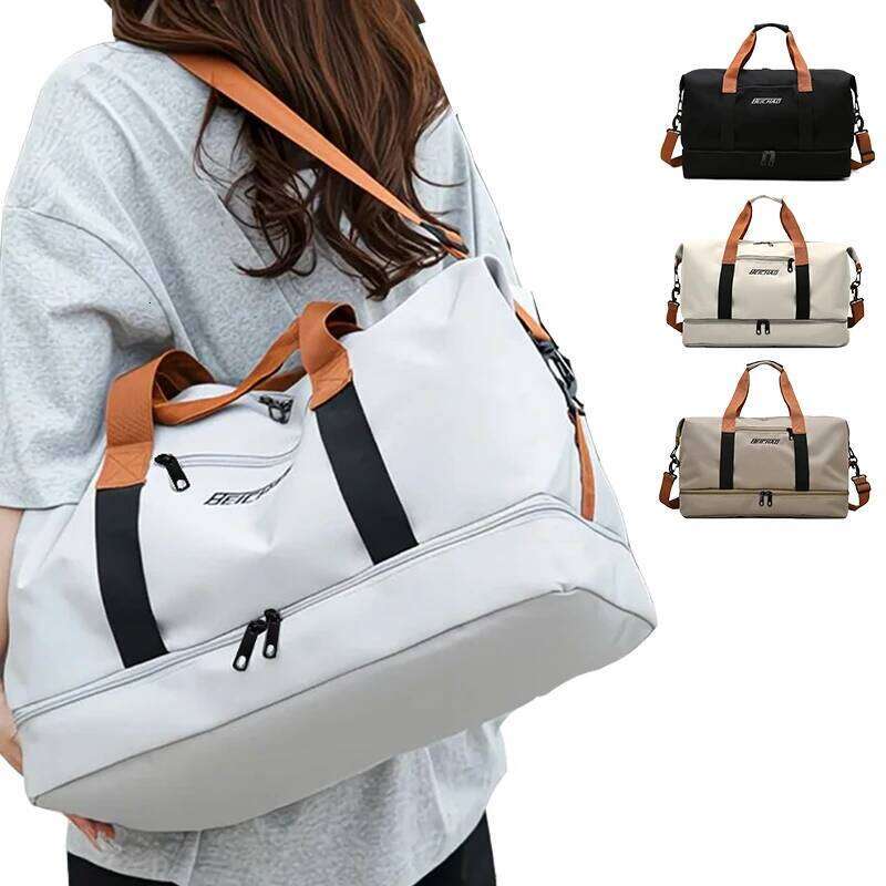 Large Capacity Travel Bag, Dry Wet Separation Design, Foldable Waterproof Gym Bag,Shoe Compartment, Ideal for Outdoor Activities Y260225