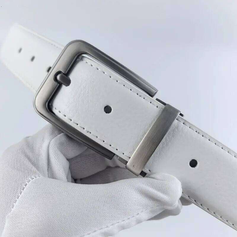 Korean version Golf white leather Pin buckle youth pants casual original belt for men and women Y260225
