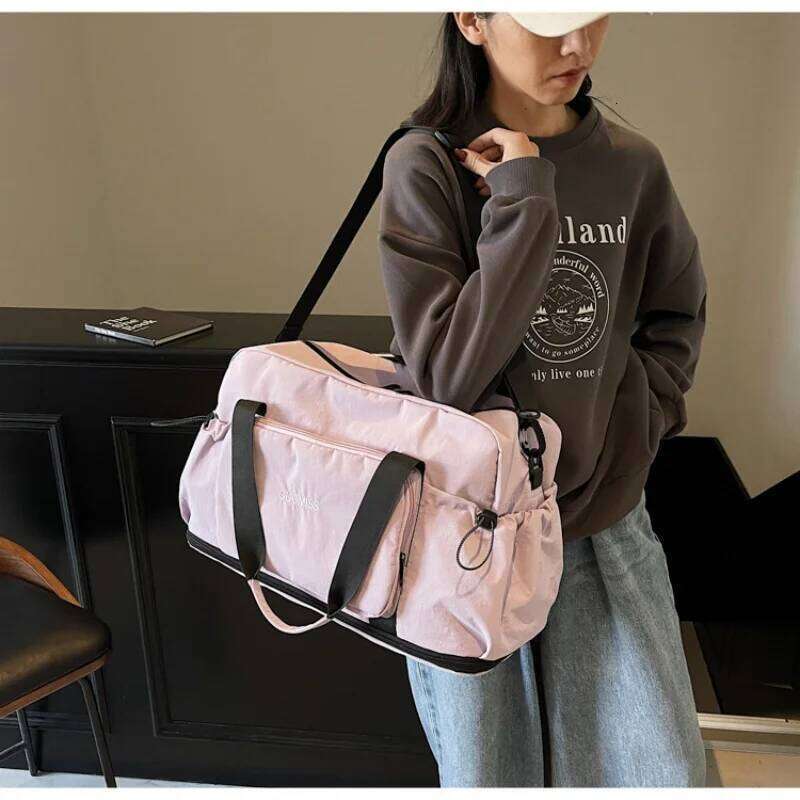 Foldable Travel Expandable Large Capacity Luggage Stylish Portable Dry-Wet Separation Multi-Functional Sports Fitness Bag Y260225